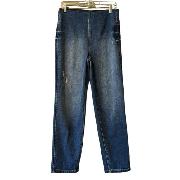 Risen Jeans Dark‎ High Rise Straight Leg Size Medium Classic City Mom Casual - Picture 1 of 12
